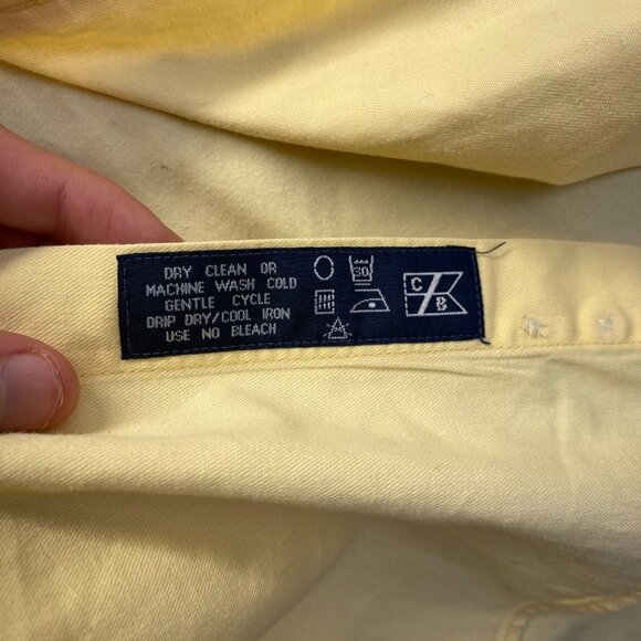 CUTTER & BUCK Button Shirt Size 3XT Long Sleeve YELLOW 100% Cotton TALL,Pockets - Picture 4 of 11